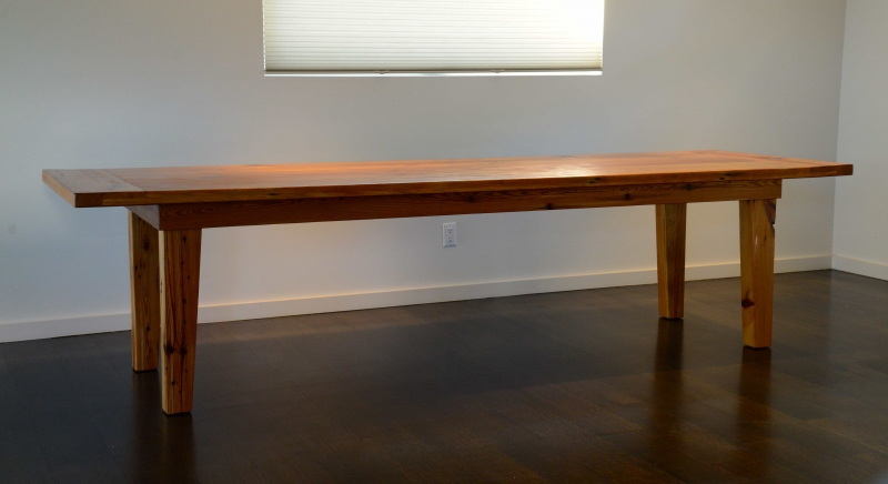 Reclaimed wood dining table by artist Mike Drejza